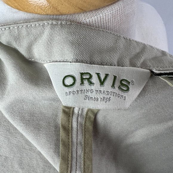 Orvis Heavy Khaki Vest Sz. L Front Buttons Two Pockets Back Buckle Tan - Picture 3 of 5